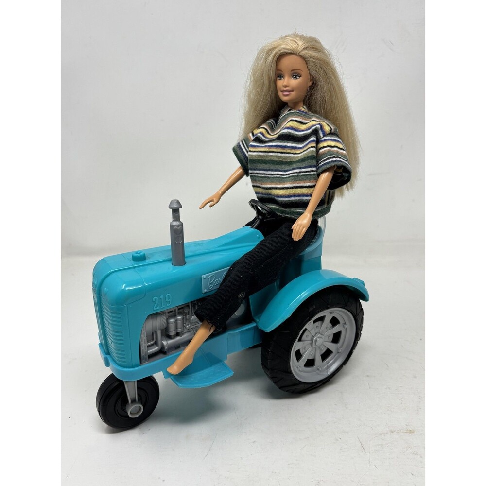 Barbie Doll Tractor #219 Striped Shirt Black Pant Farm Vehicle Toy Jointed Limbs